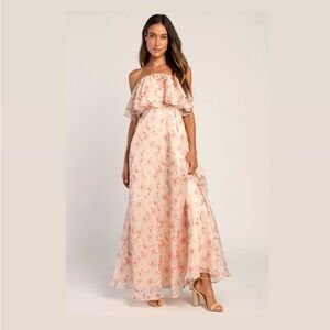 off-the-shoulder lace dress wedding BABARONI Off-the-shoulder A-line Wedding Dress With Slit Ivory/Champagne, Ivory/Champagne / US0 main image 0